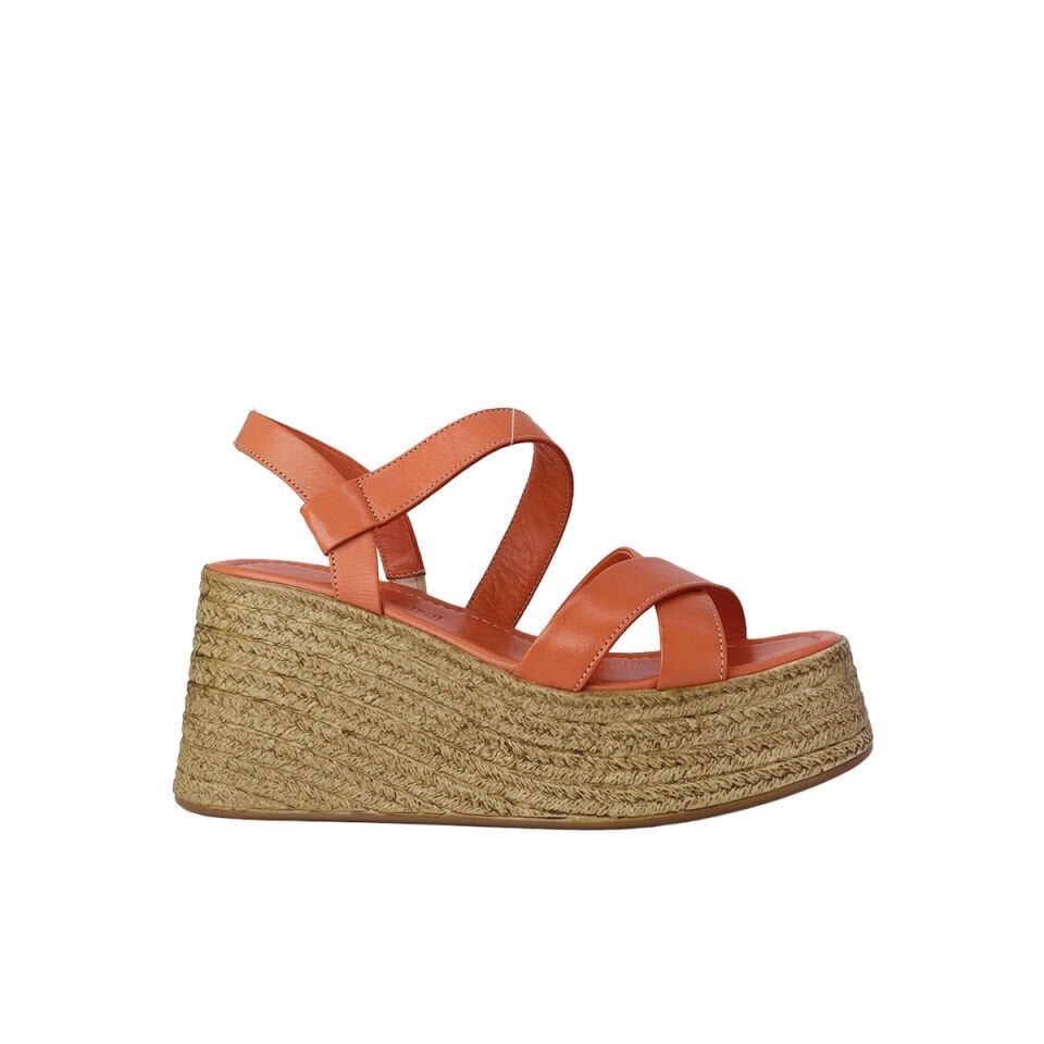 Albini 26Y110921 Hakiki Deri Dolgulu Topuk Kadın Sandalet