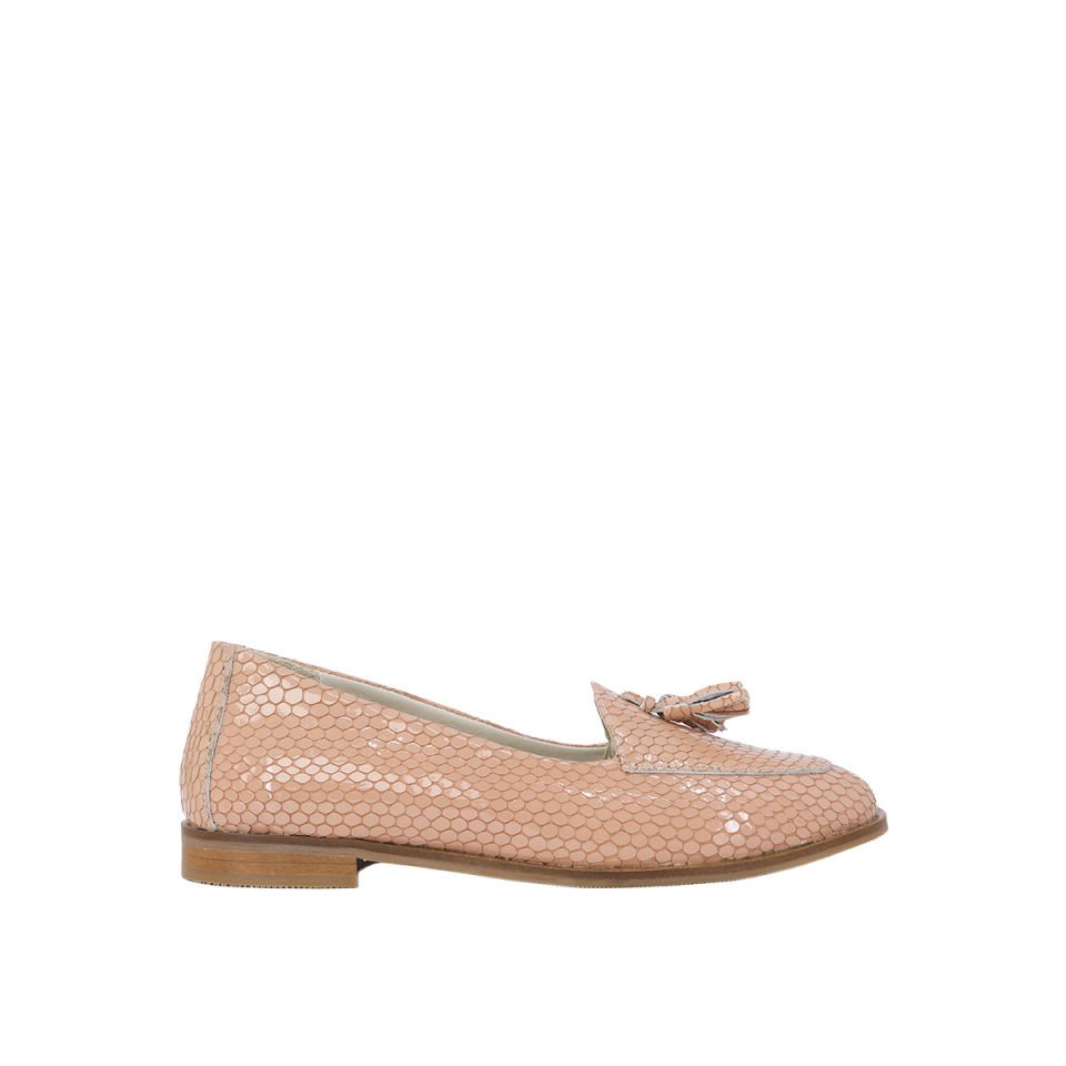 Albini 2610761R Hakiki Baskılı Rugan Deri Kadın Babet Ayakkabı
