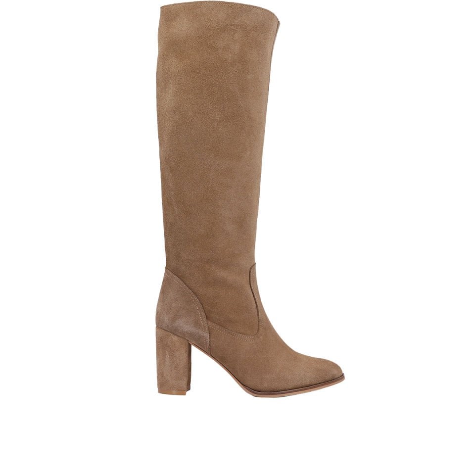 Hobby 26081S Hakiki Süet Deri Kadın Topuklu Çizme