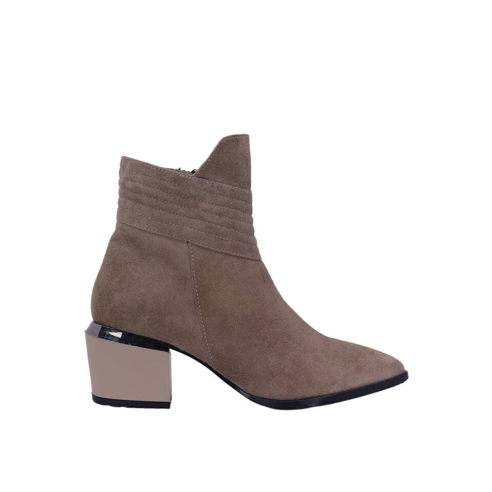 Hobby 26052S Hakiki Süet Deri Topuklu Kadın Bot