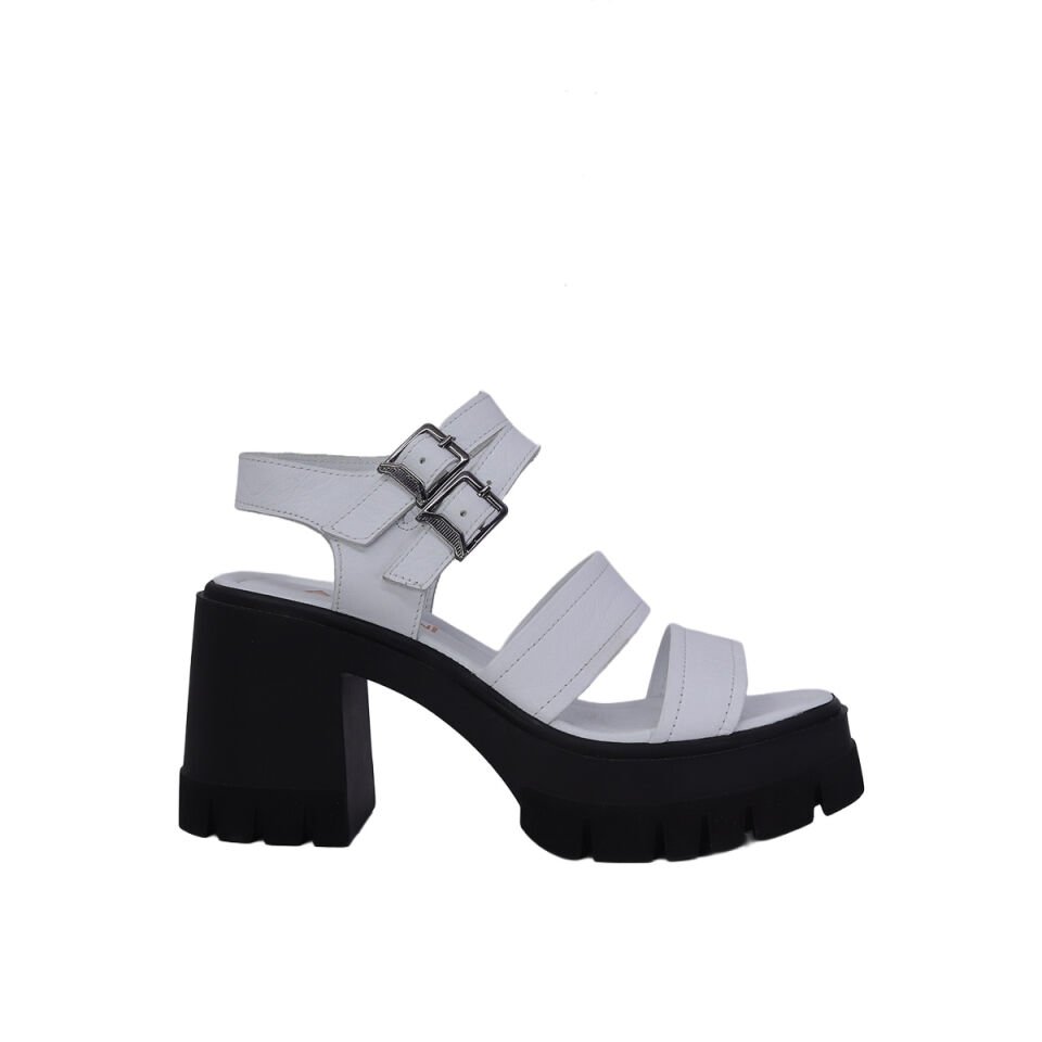 Albini 26Y10883 Hakiki Deri Topuklu Kadın Sandalet