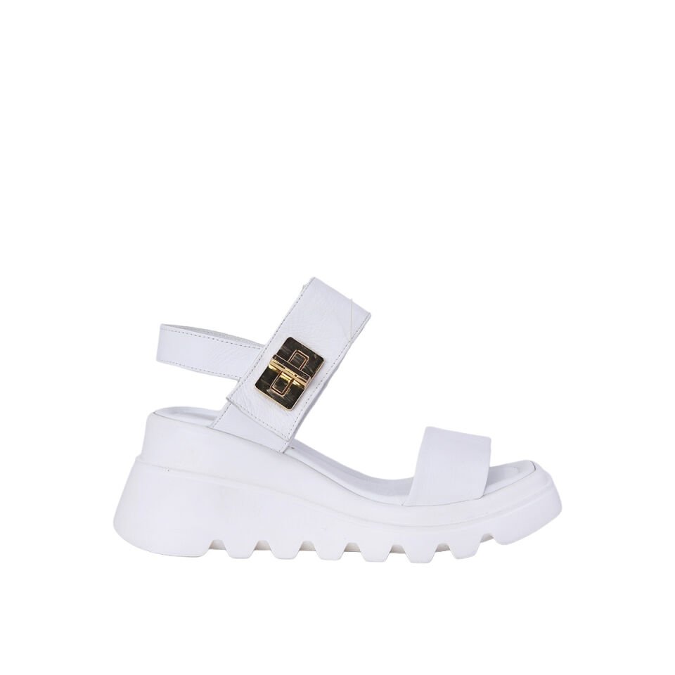 Albini 2610401 Hakiki Deri Dolgu Topuk Kadın Sandalet